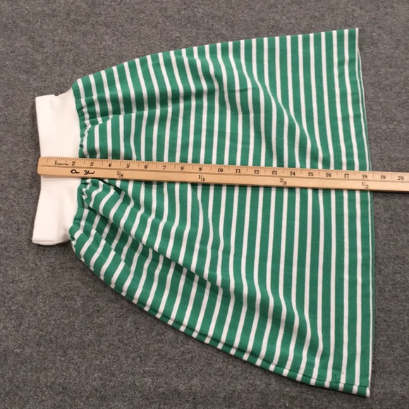 Skirt Girl 4 100% Cotton Heavyweight Green Stripe Midi Straight Mom & Pop’s Kids - Picture 8 of 9